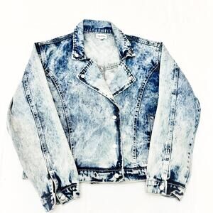 Superdown Acid Wash Blue Long Sleeve Denim Jacket Size M